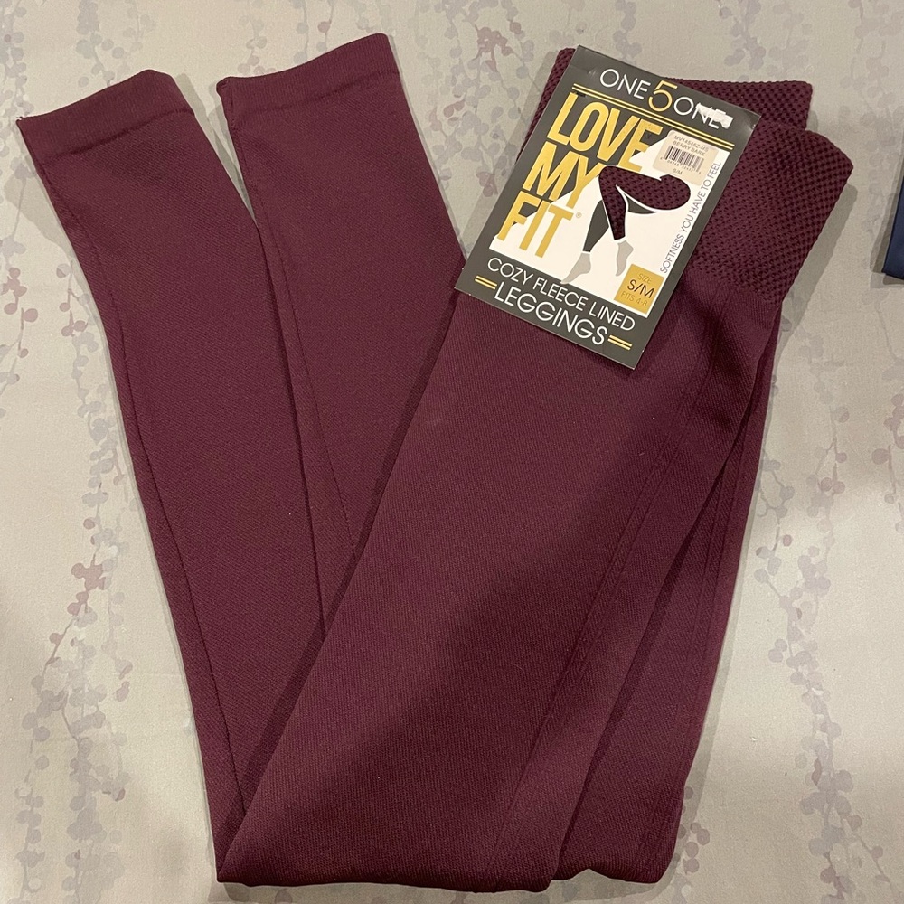 Burgundy Fleece Lined Leggings